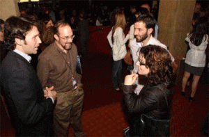 Alex K., Festival Director, and Tom Khazoyan talk with film fans at the Arpa Festival